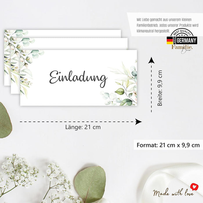 25 Einladungskarten DIN Lang