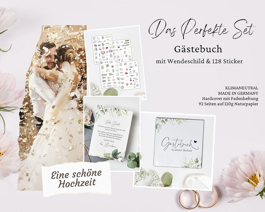 Boho Hochzeit Gästebuch Hochzeit Fotobuch Hochzeitsbuch Gäste Hochzeiten Geschenk blanko Hardcover, stabile Bindung Fadenheftung Gästebuch Geburtstag #D07
