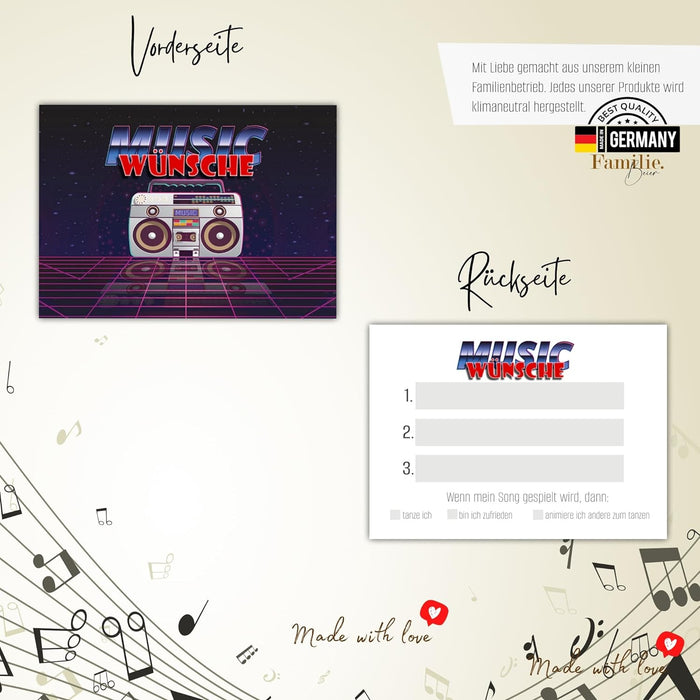 50 Musikwunschkarten Hochzeit Musikwunsch DJ Karten Musikwunschkarten Geburtstag Boho Musikwünsche Musikkarten Partykarten #G02