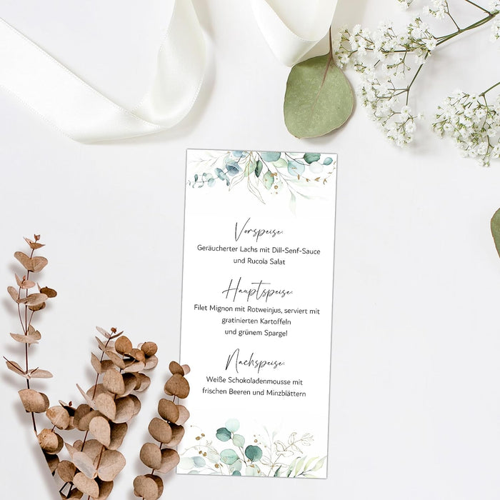 20 Menükarten Hochzeit DIN Lang