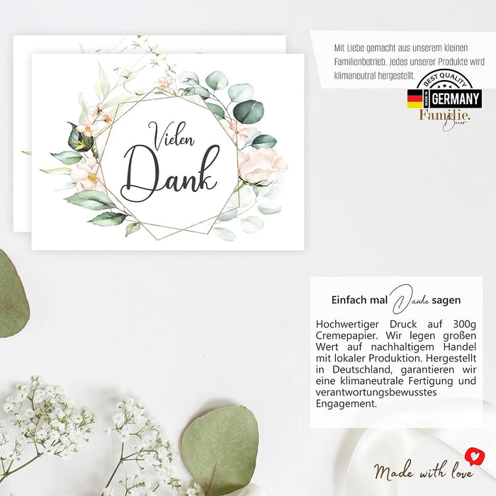 25 Dankeskarten auf 300g Creme Papier