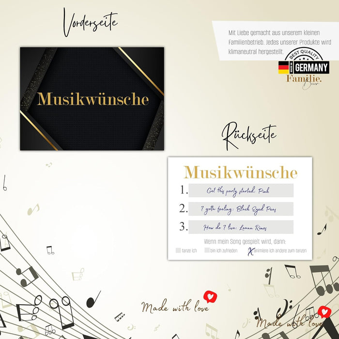 50 Musikwunschkarten Hochzeit Musikwunsch DJ Karten Musikwunschkarten Geburtstag Boho Musikwünsche Musikkarten Partykarten #G01