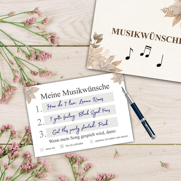 25 Musikwunschkarten Hochzeit Musikwunsch DJ Karten Musikwunschkarten Geburtstag Boho Musikwünsche Musikkarten Partykarten #G07