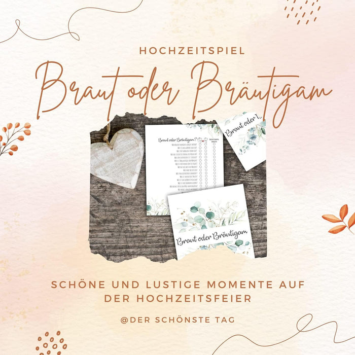 25 x Braut oder Bräutigam | Hochzeitsquiz Hochzeitsspiel | Hochzeitsgeschenk