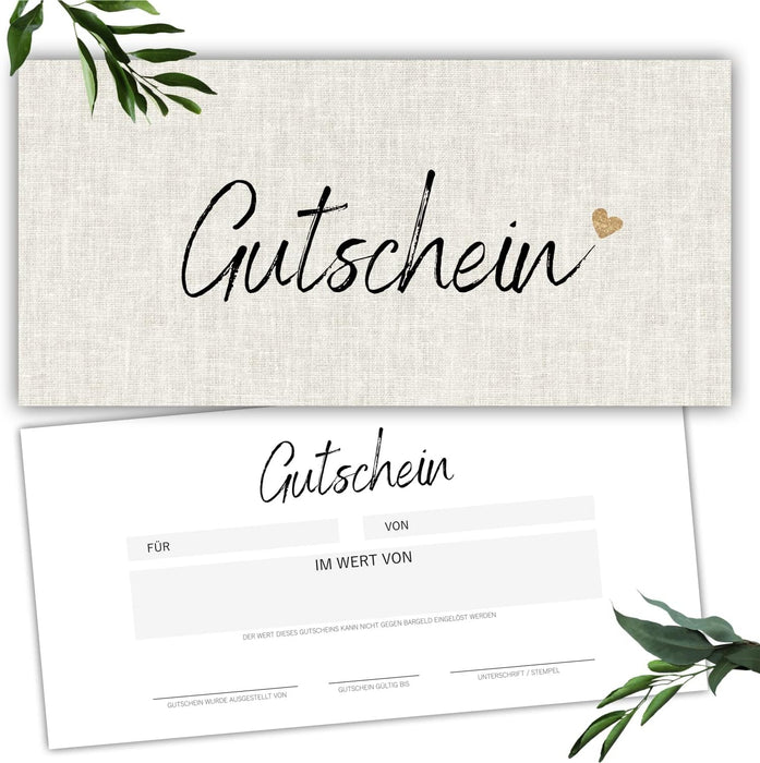 25 Blanko Gutscheine zum selber Ausfüllen