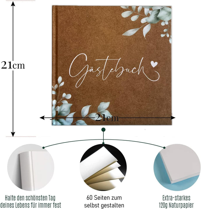 Geburtstag Gästebuch Hochzeit Boho Hochzeitsbuch Gäste Boho für Hochzeiten Hardcover, stabile Bindung Fadenheftung Geburtstag Gästebuch Taufe Vintage #D08