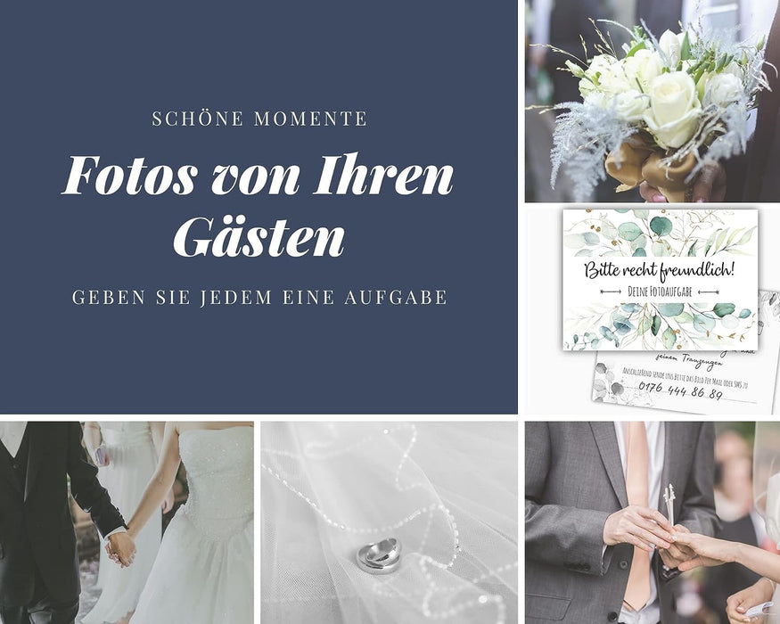 25er Set Fotoaufgabe Eukalyptus Fotospiel Hochzeit fotospiel für gäste hochzeit Geschenkidee Hochzeit Fotoaufgaben Boho #H18