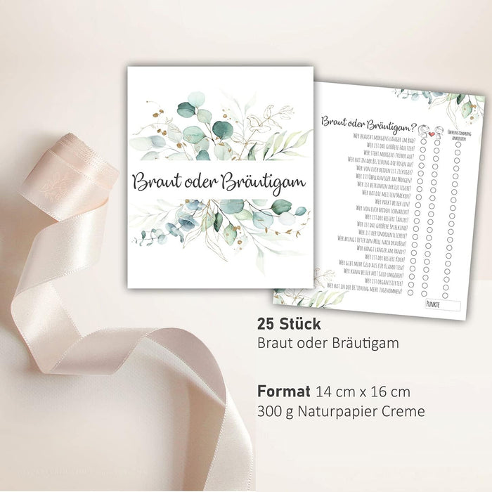 25 x Braut oder Bräutigam | Hochzeitsquiz Hochzeitsspiel | Hochzeitsgeschenk