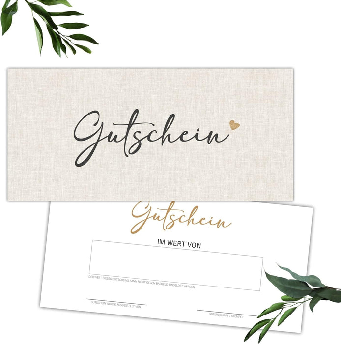 25 Blanko Gutscheine zum selbst Ausfüllen