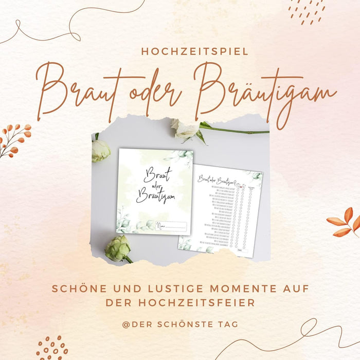 25 x Braut oder Bräutigam | Hochzeitsquiz Hochzeitsspiel | Hochzeitsgeschenk