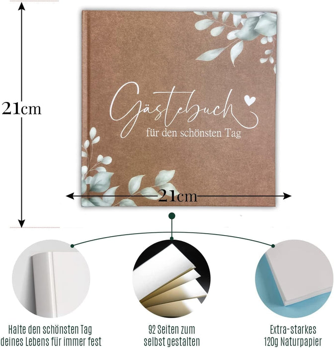 Boho Hochzeit Gästebuch Hochzeit Fotobuch Hochzeitsbuch Gäste Hochzeiten Geschenk blanko Hardcover, stabile Bindung Fadenheftung #D05