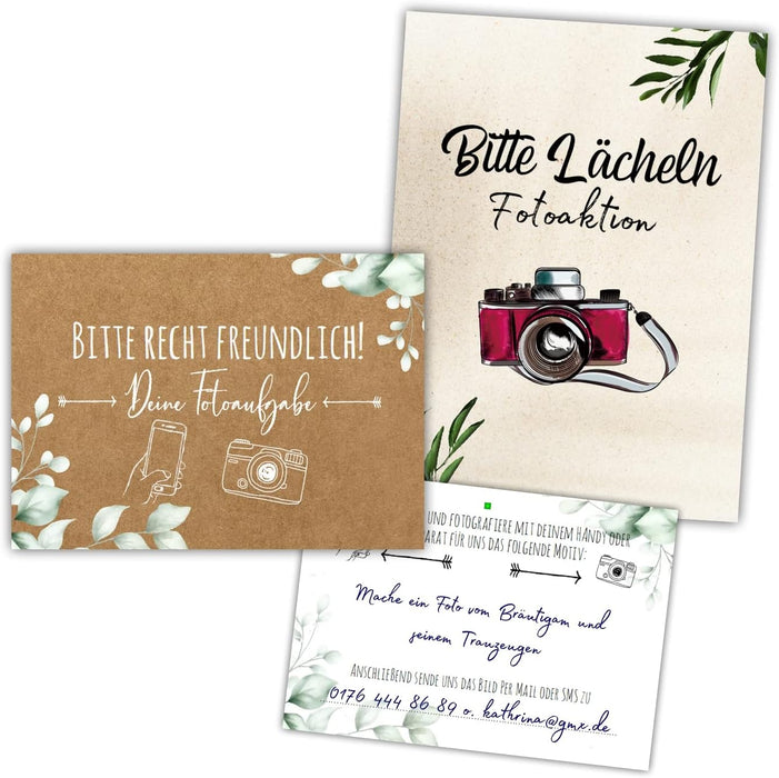 25er Set Fotoaufgabe Eukalyptus Fotospiel Hochzeit fotospiel für gäste hochzeit Geschenkidee Hochzeit Fotoaufgaben Boho #H19