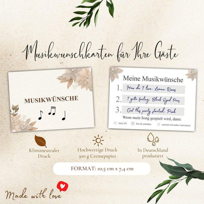 25 Musikwunschkarten Hochzeit Musikwunsch DJ Karten Musikwunschkarten Geburtstag Boho Musikwünsche Musikkarten Partykarten #G07