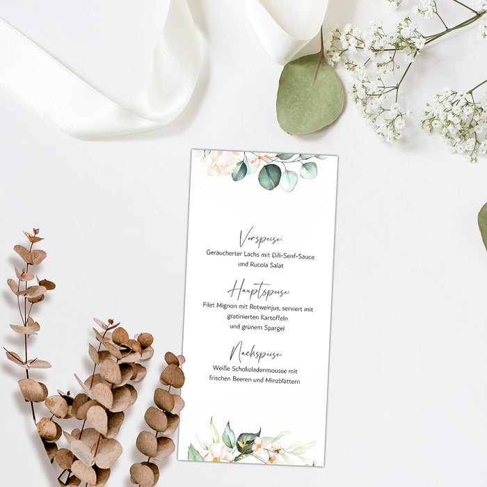 20 Menükarten Hochzeit DIN Lang