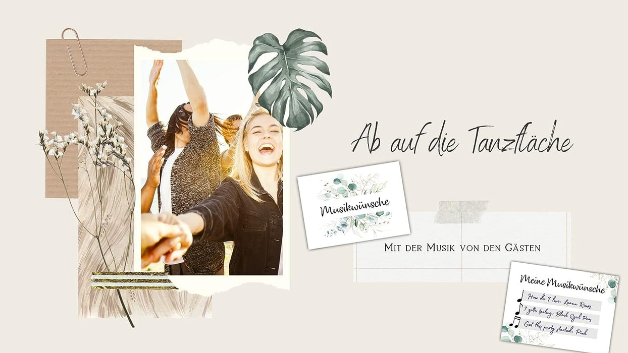 25 Musikwunschkarten | Partykarten DJ Karten | 300g Crempapier