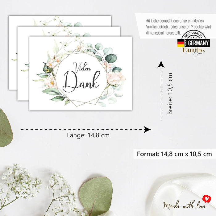 25 Dankeskarten auf 300g Creme Papier
