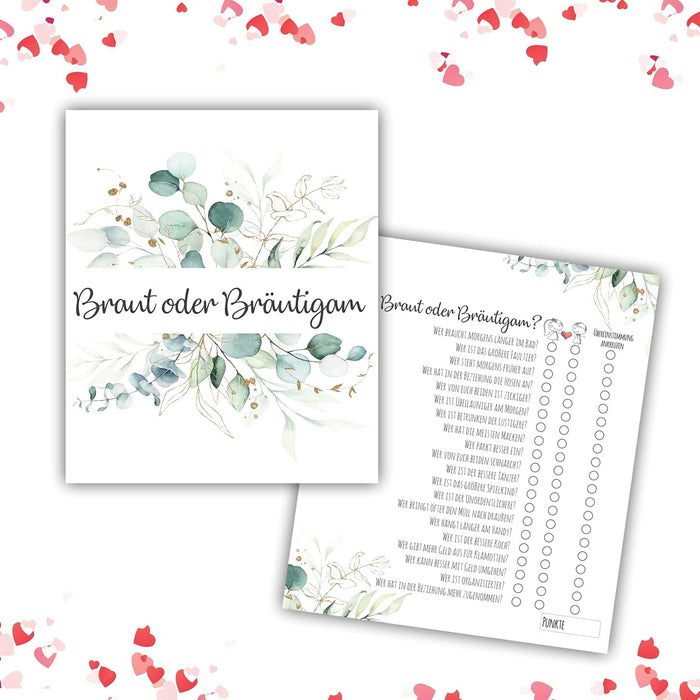 25 x Braut oder Bräutigam | Hochzeitsquiz Hochzeitsspiel | Hochzeitsgeschenk