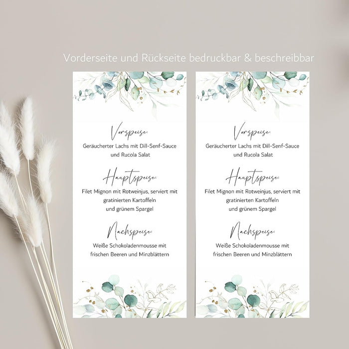 20 Menükarten Hochzeit DIN Lang