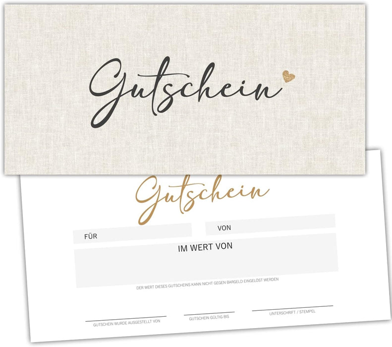 25 Blanko Gutscheine zum selbst Ausfüllen