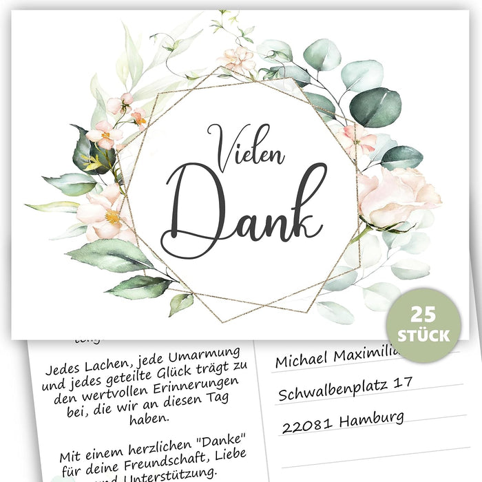 25 Dankeskarten auf 300g Creme Papier