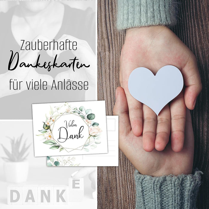 25 Dankeskarten auf 300g Creme Papier