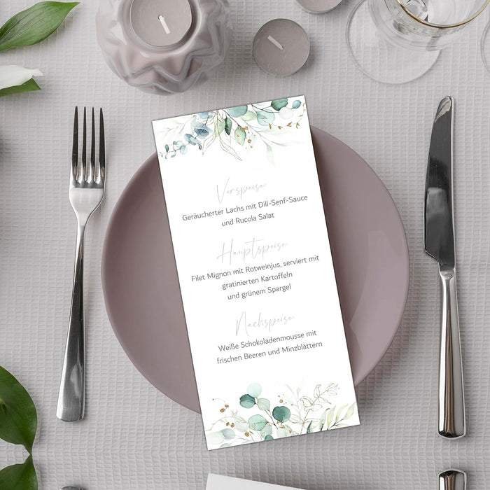 20 Menükarten Hochzeit DIN Lang