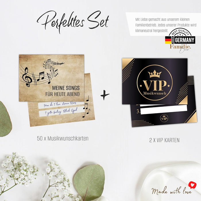 50 Vintage Musikwunschkarten inkl. VIP Karten