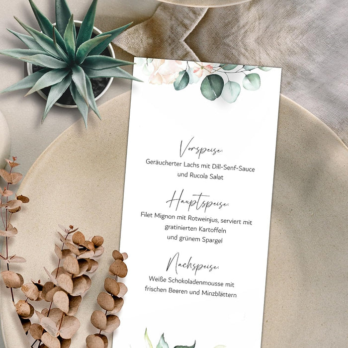 20 Menükarten Hochzeit DIN Lang