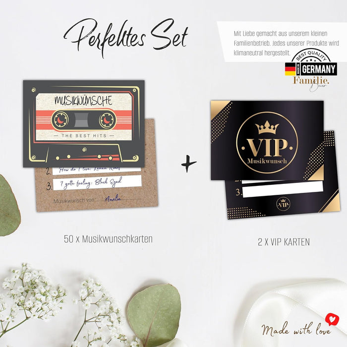 50 Retro Musikwunschkarten inkl. VIP Karten
