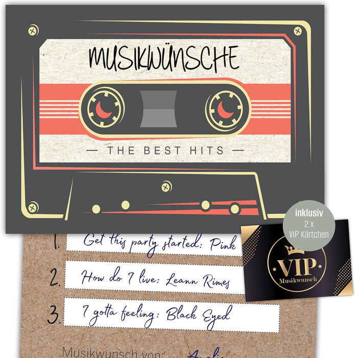 50 Retro Musikwunschkarten inkl. VIP Karten