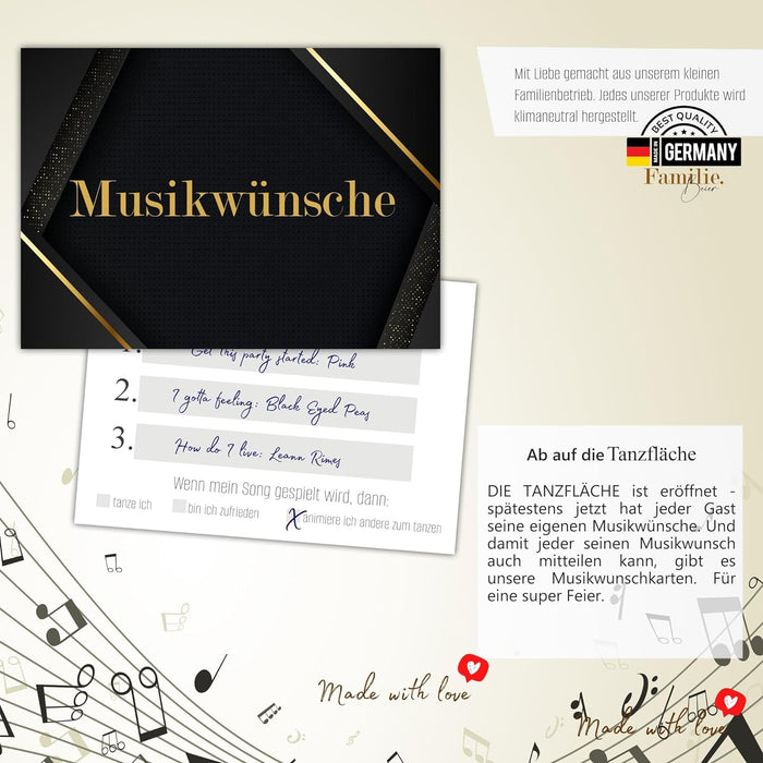 50 Musikwunschkarten Hochzeit Musikwunsch DJ Karten Musikwunschkarten Geburtstag Boho Musikwünsche Musikkarten Partykarten #G01