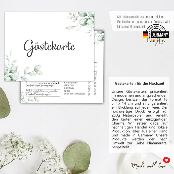 25 Gästekarten zur Hochzeit