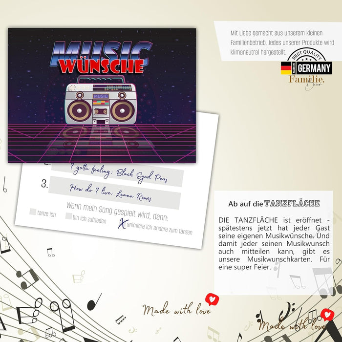 50 Musikwunschkarten Hochzeit Musikwunsch DJ Karten Musikwunschkarten Geburtstag Boho Musikwünsche Musikkarten Partykarten #G02