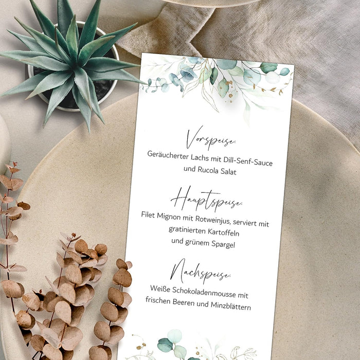 20 Menükarten Hochzeit DIN Lang