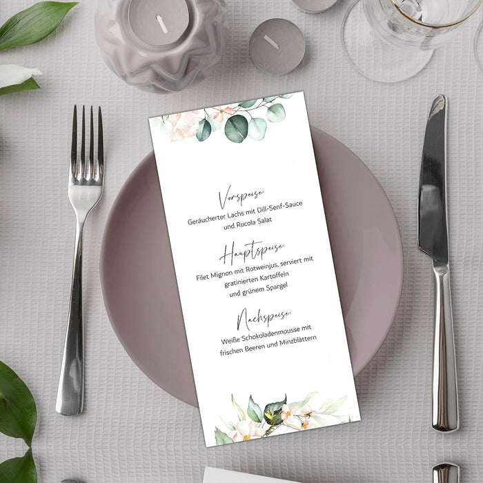 20 Menükarten Hochzeit DIN Lang