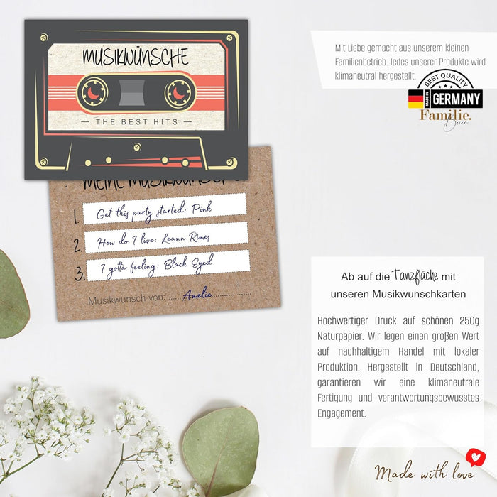 50 Retro Musikwunschkarten inkl. VIP Karten