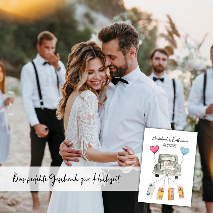 Geldgeschenk Hochzeit Geschenkidee Hochzeit Poster Glückwunschkarte Hochzeit Geldgeschenk | Just Married | Geldgeschenke Geschenk Bild Wedding Money | ohne Rahmen #L03