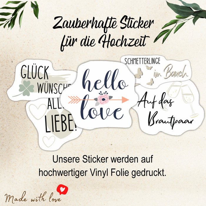 256 schöne Sticker Hochzeit für Gästebuch | Love Stickers für Scrapbook