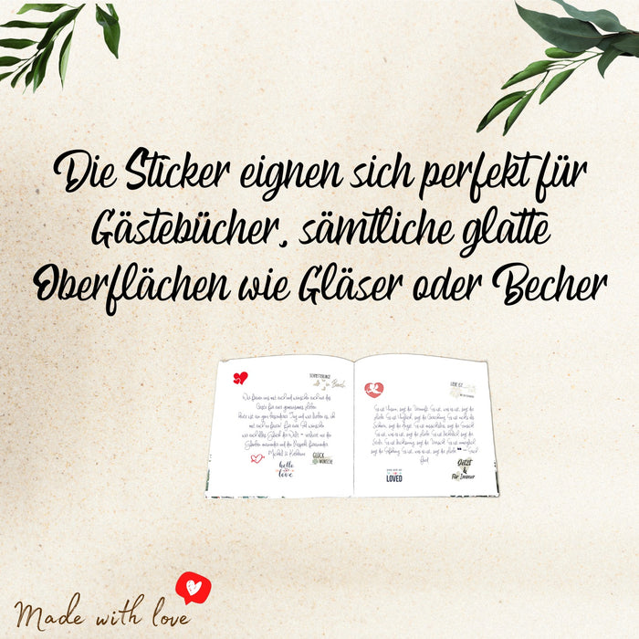 256 schöne Sticker Hochzeit für Gästebuch | Love Stickers für Scrapbook
