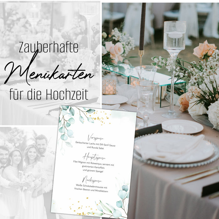 14 Menükarten Hochzeit DIN A5 Format