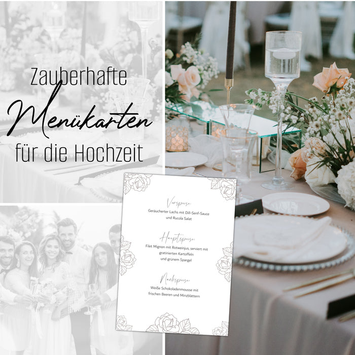 14 Menükarten Hochzeit DIN A5 Format