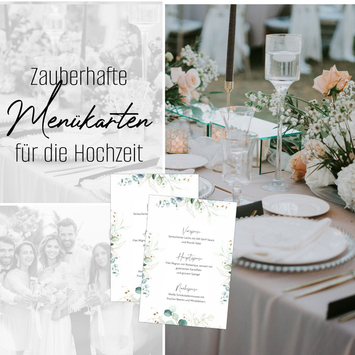14 Menükarten Hochzeit DIN A5 Format