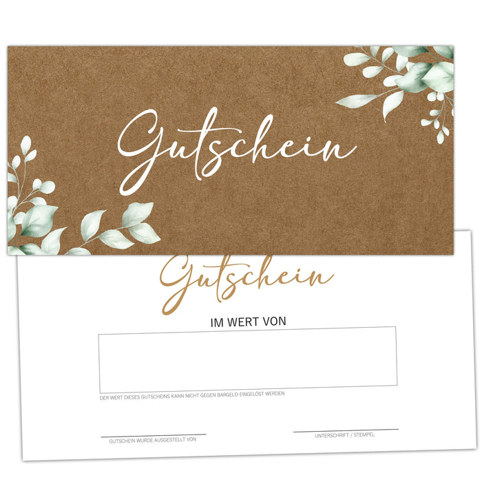 25 Blanko Gutscheine zum selber Ausfüllen
