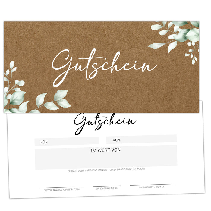25 Blanko Gutscheine zum selber Ausfüllen