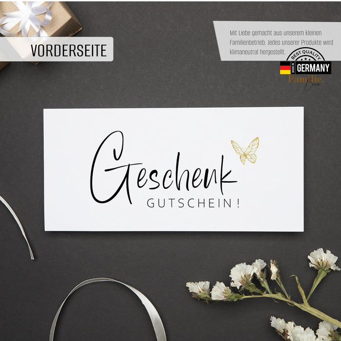 40 Blanko Gutscheine zum selber Ausfüllen mit Schmetterling