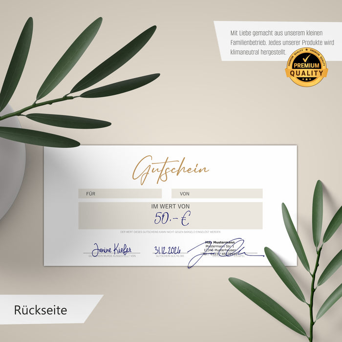40 Blanko Gutscheine zum selbst Ausfüllen