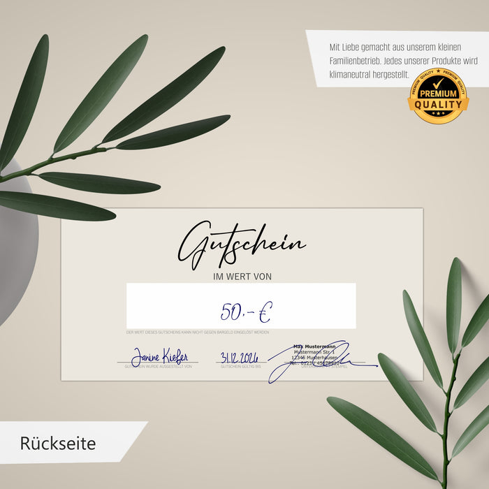 25 Blanko Gutscheine zum selbst Ausfüllen