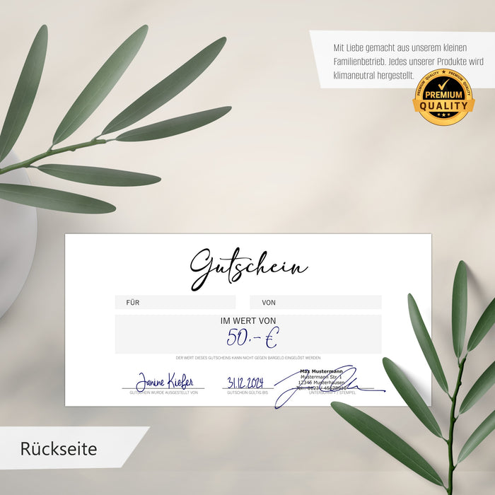 25 Blanko Gutscheine zum selber Ausfüllen