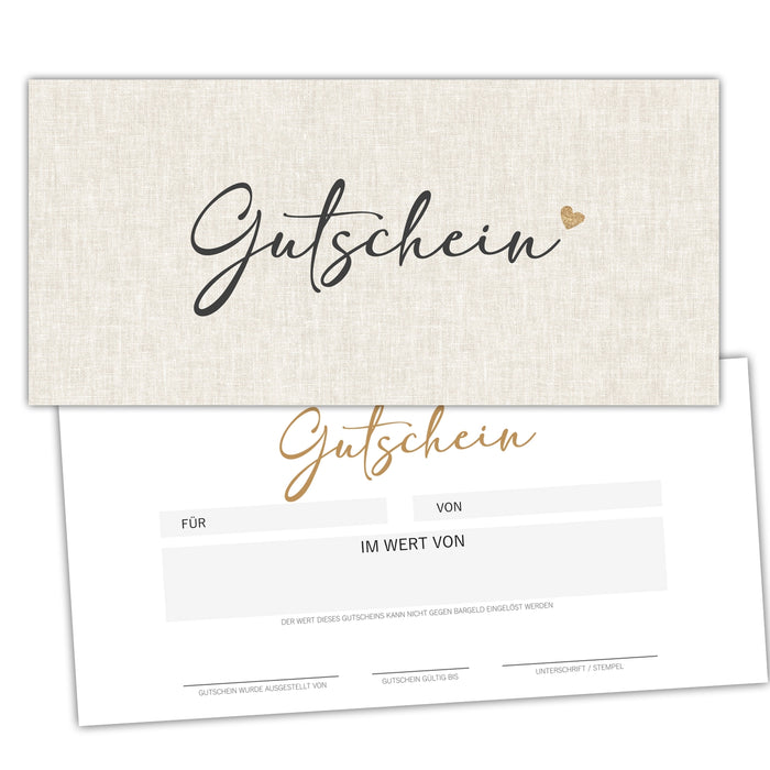 25 Blanko Gutscheine zum selbst Ausfüllen