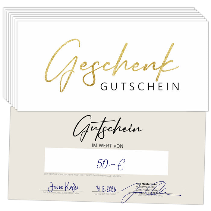 25 Blanko Gutscheine zum selbst Ausfüllen
